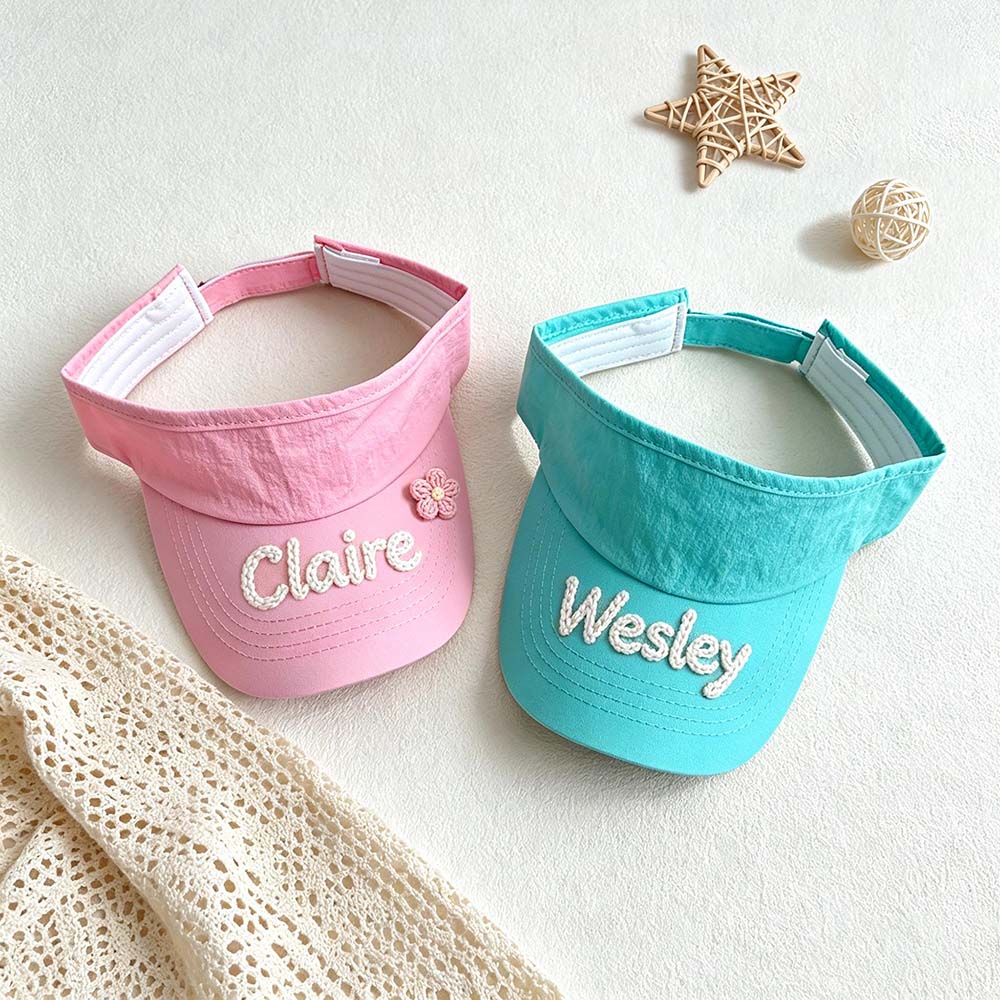 Personalized Hand Embroidery Kids Open-Top Summer Hat | CWBeach260