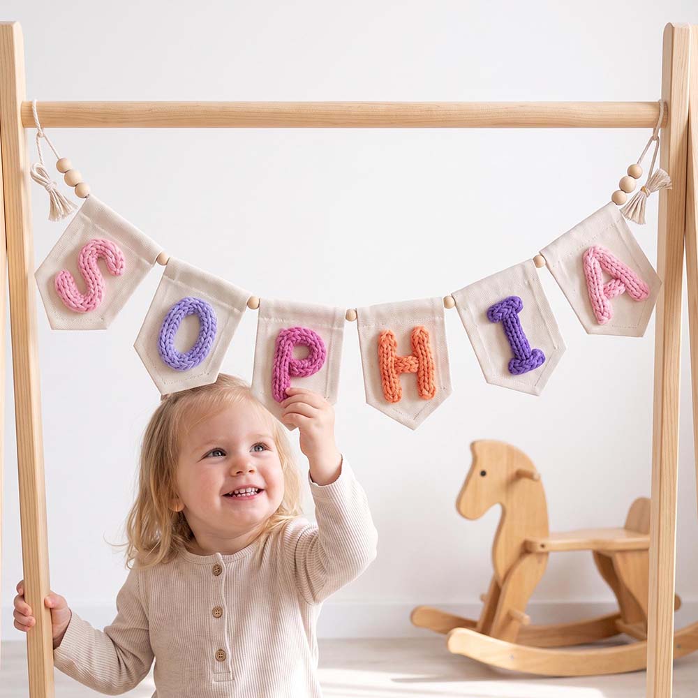 Personalized Hand Embroidered Yarn Letter Banner Decoration | CWGift105