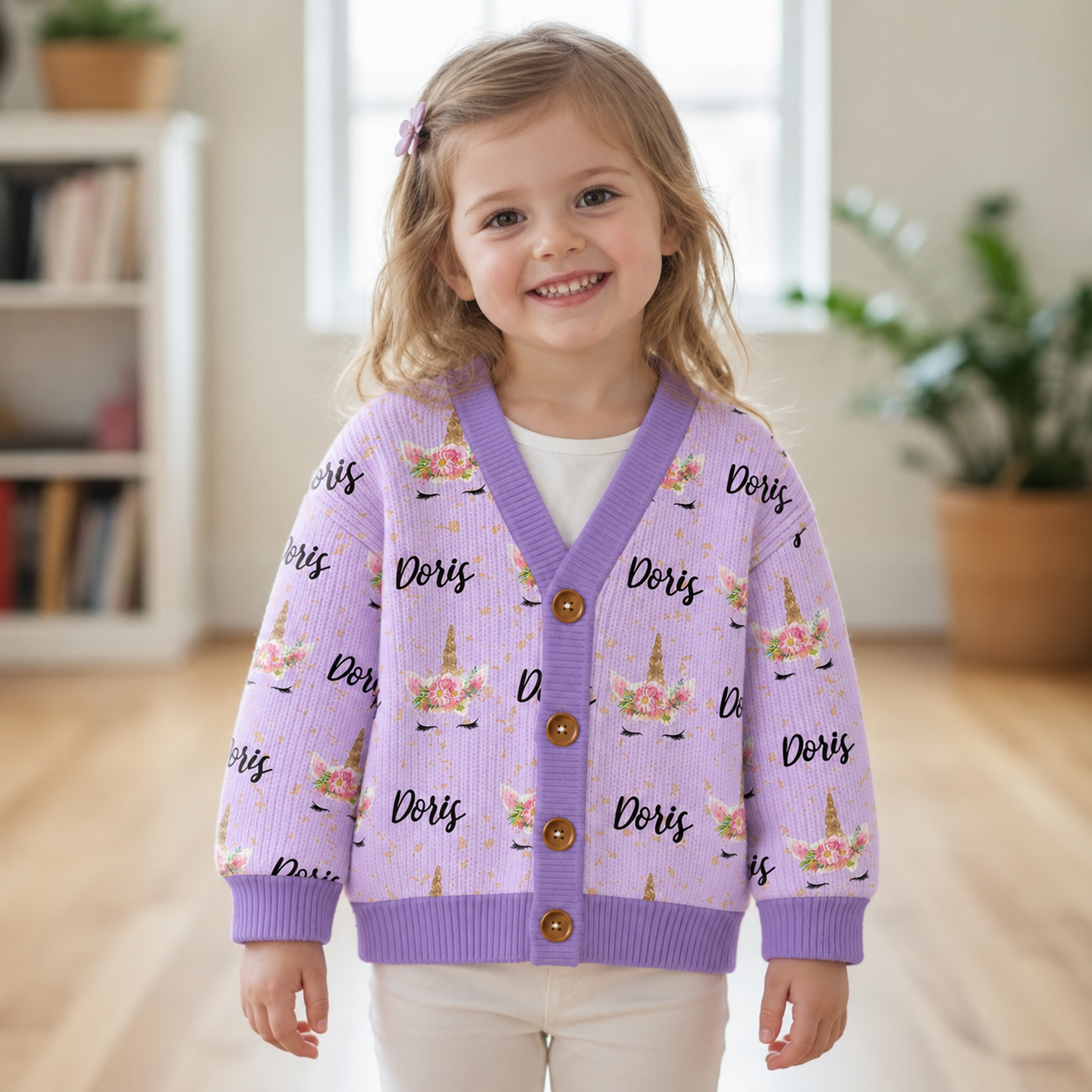 Personalized Lovely Kids Unicorn Knit Sweater | CWSweater06