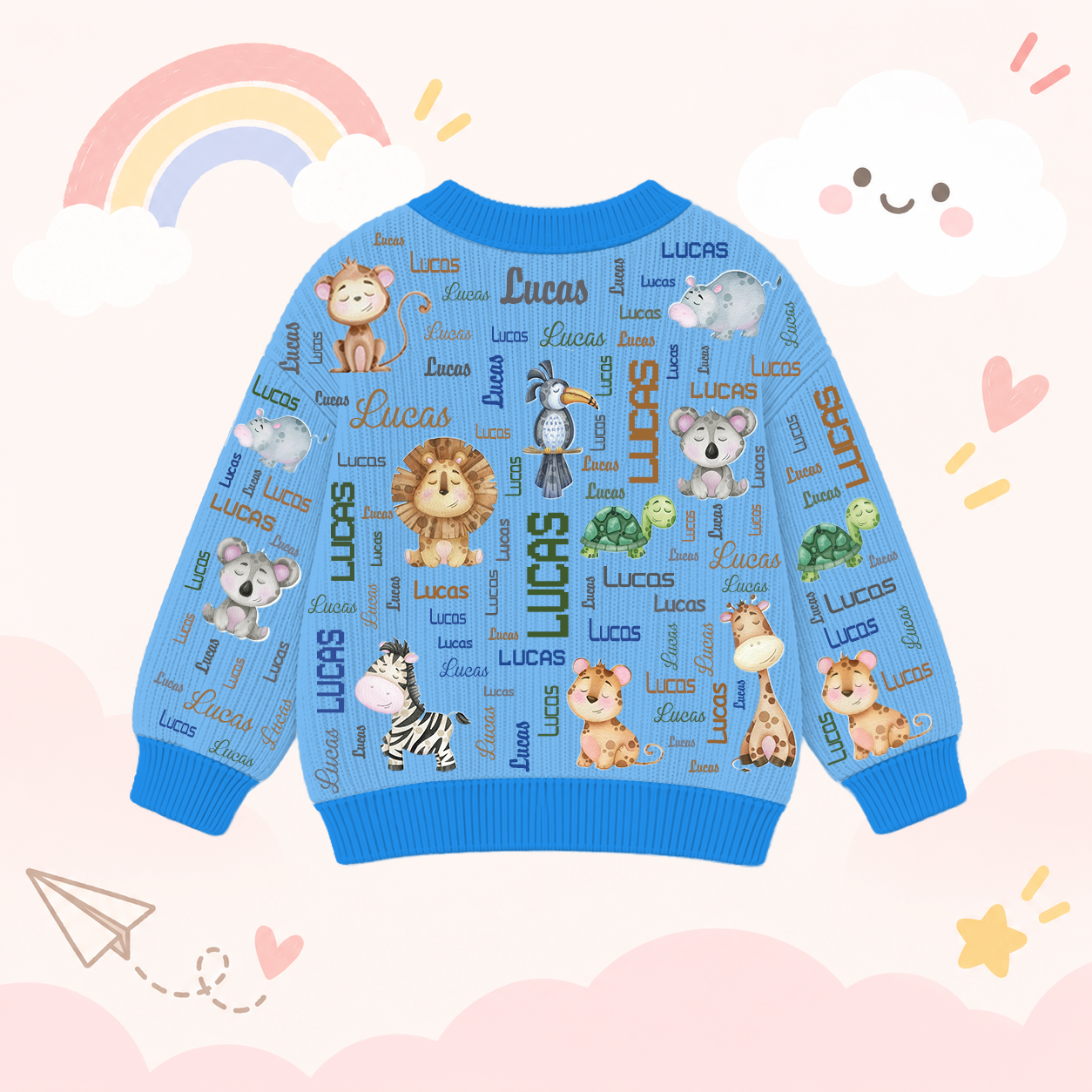 Personalized Lovely Kids Adorable Animals Knit Sweater | CWSweater17