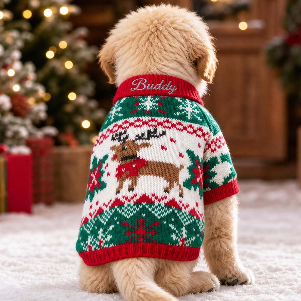 Personalized Embroidered Pets Christmas Cute Knit Sweater | MCGift427