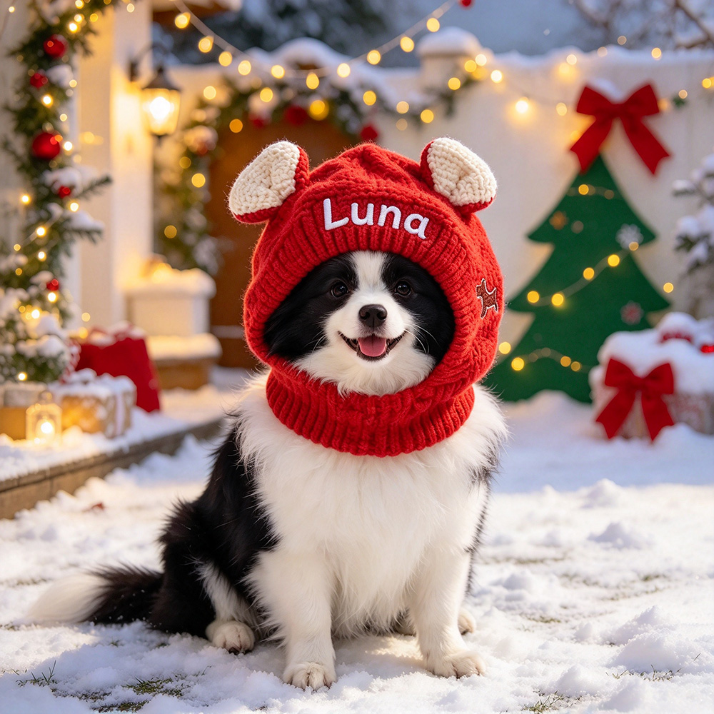 Personalized Embroidered Pet Winter Anti Noise Earmuffs Hat | BKPet206