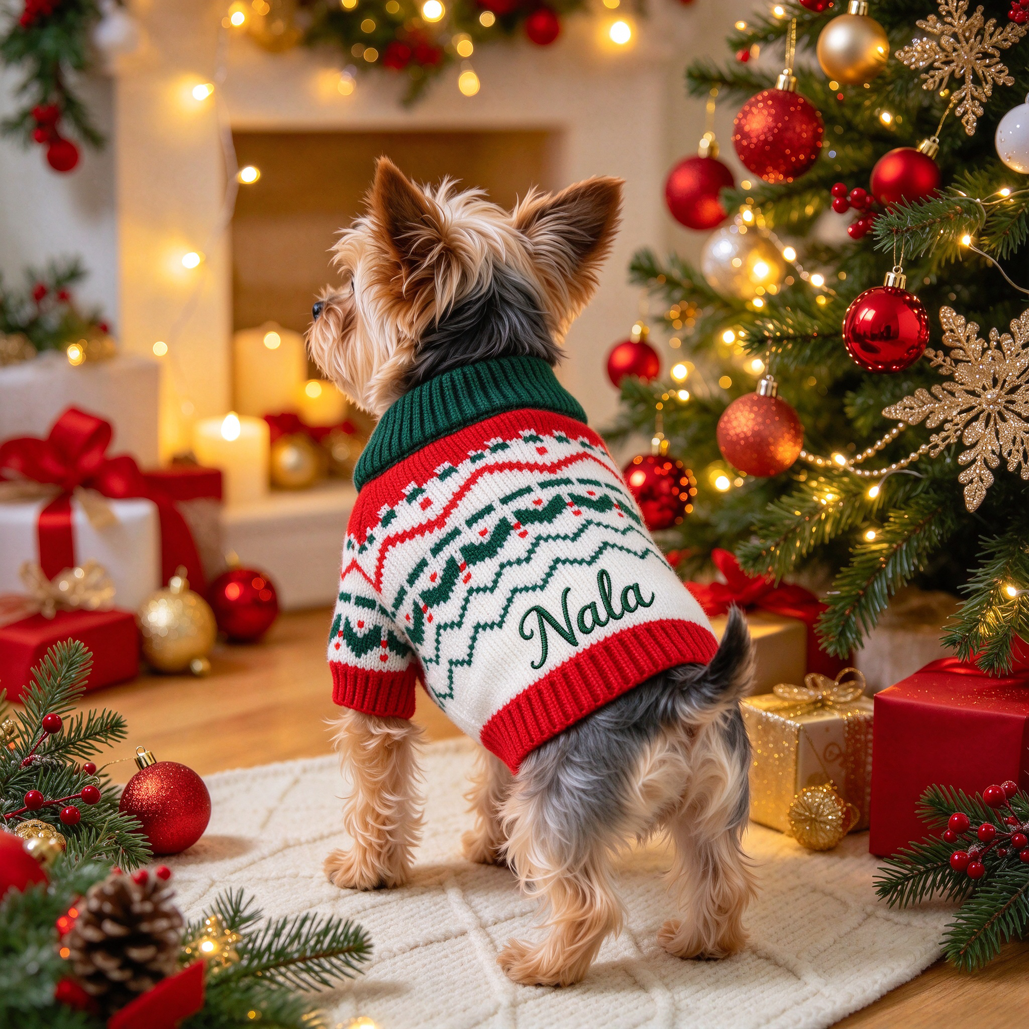Personalized Embroidered Pets Christmas Knit Sweater | MCGift413