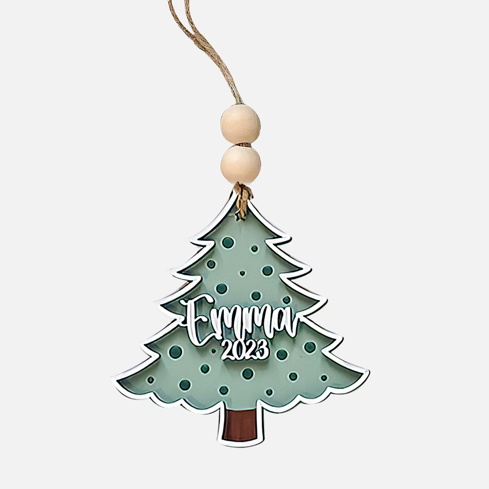 Personalized Colorful Christmas Tree Wood Ornament | MCGift69