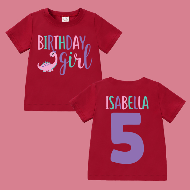 Personalized Cute Dinosaur Girl Birthday T-Shirt | inBirth17
