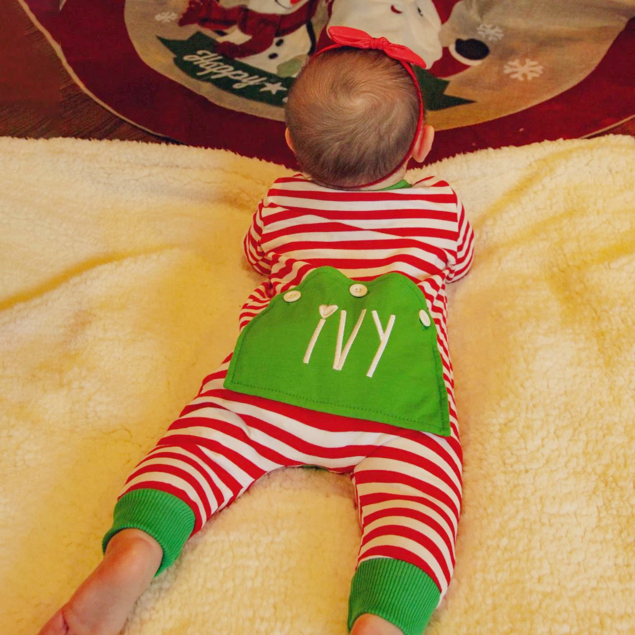 Personalized Embroidery Baby Butt Flap Christmas Pajamas | CWBaby112