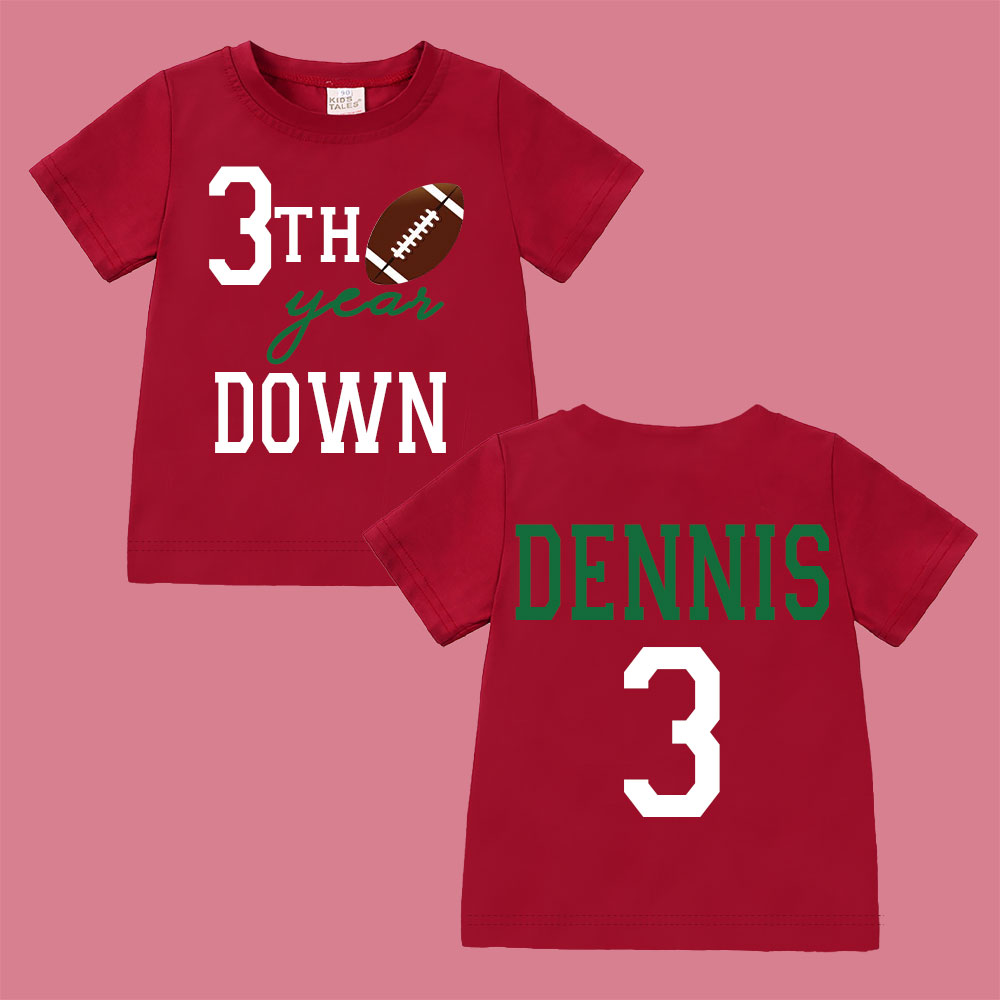 Personalized Three Year Down Football Birthday T-Shirt | inBirth21