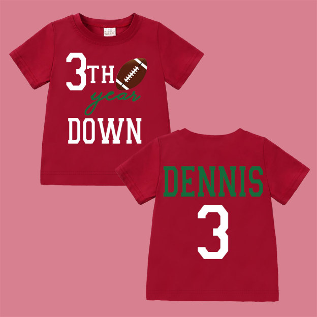 Personalized Three Year Down Football Birthday T-Shirt | inBirth21