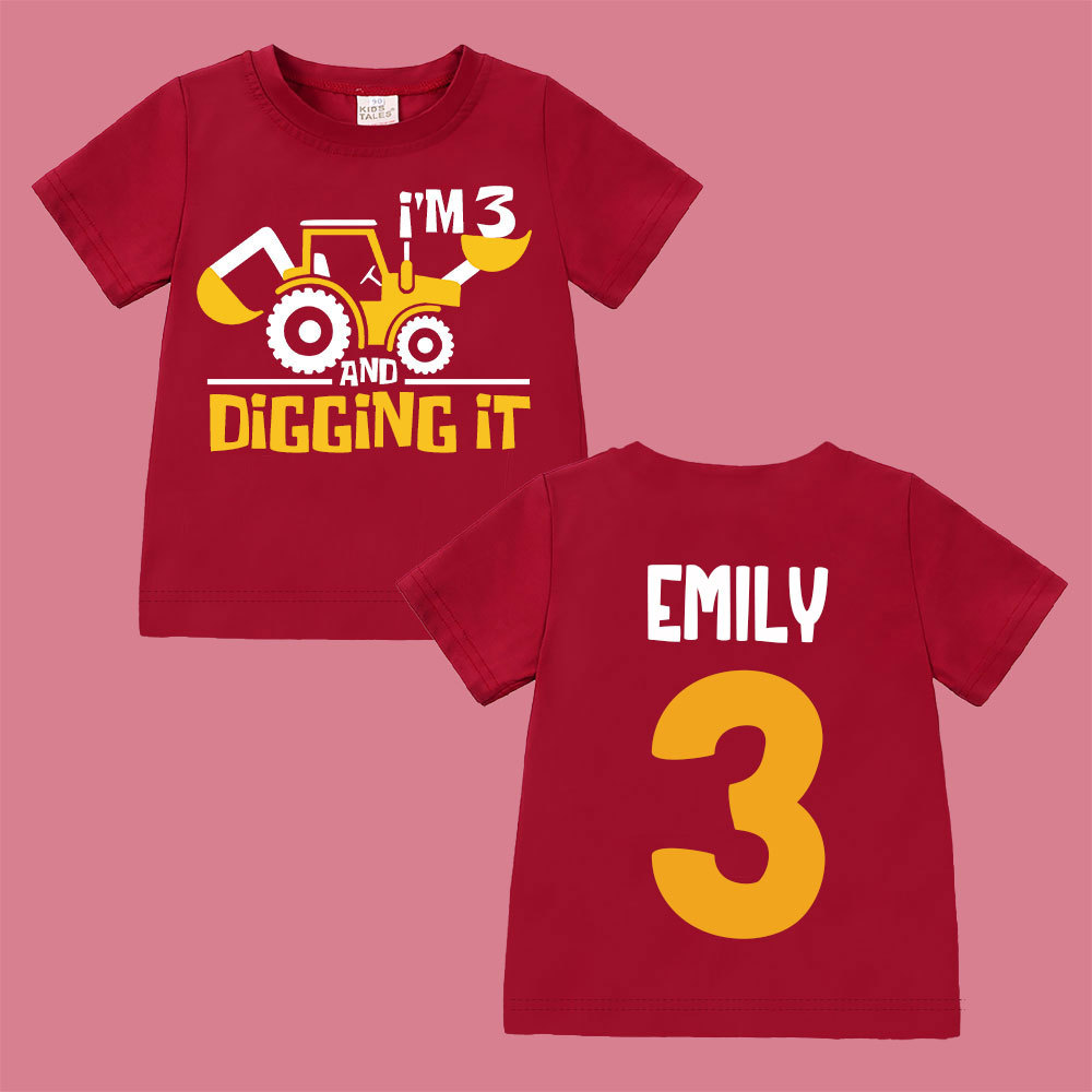 Personalized Digging It Construction Birthday T-Shirt | inBirth22