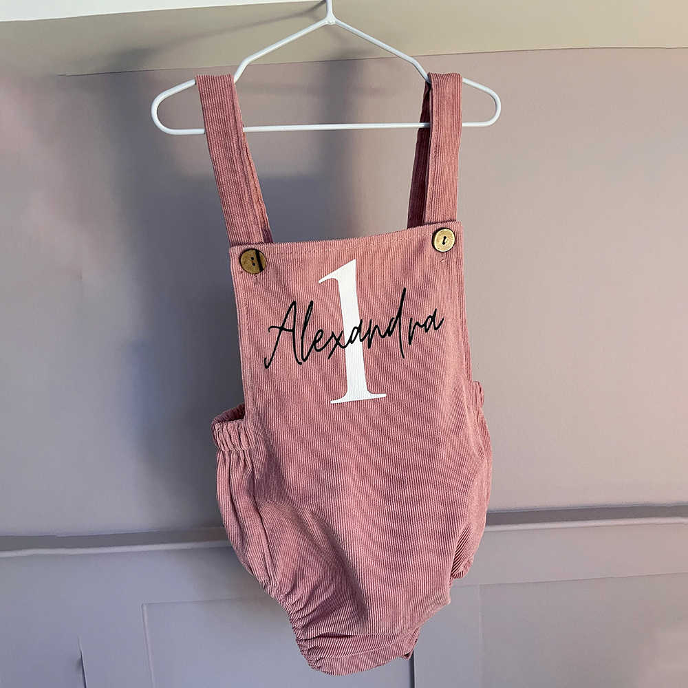 Personalized Baby Birthday Suspender Romper | CWBaby143