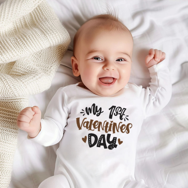 Personalized Baby First Valentine Ropmer and Hat Set | CWBaby145