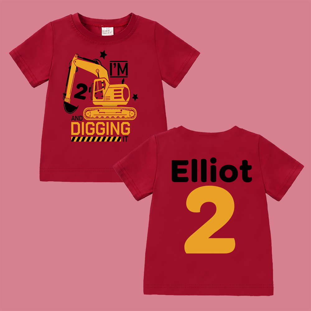 Personalized Construction Digging It Truck Birthday T-Shirt | inBirth26