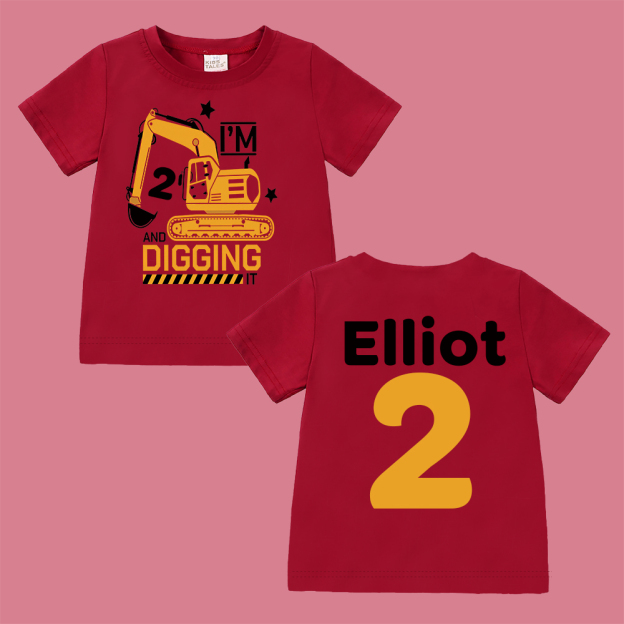 Personalized Construction Digging It Truck Birthday T-Shirt | inBirth26