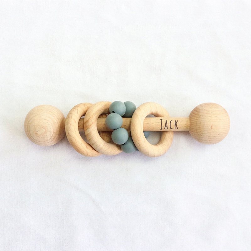 Personalized Cute Baby Wooden Rattle | CWBaby152
