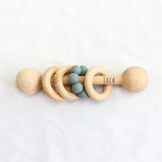 Personalized Cute Baby Wooden Rattle | CWBaby152
