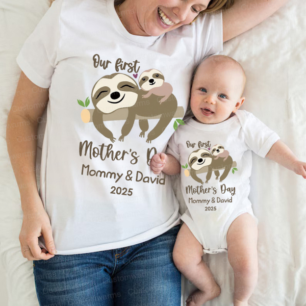 Personalized First Mother's Day Mommy and Baby Outfit | CWFamily33