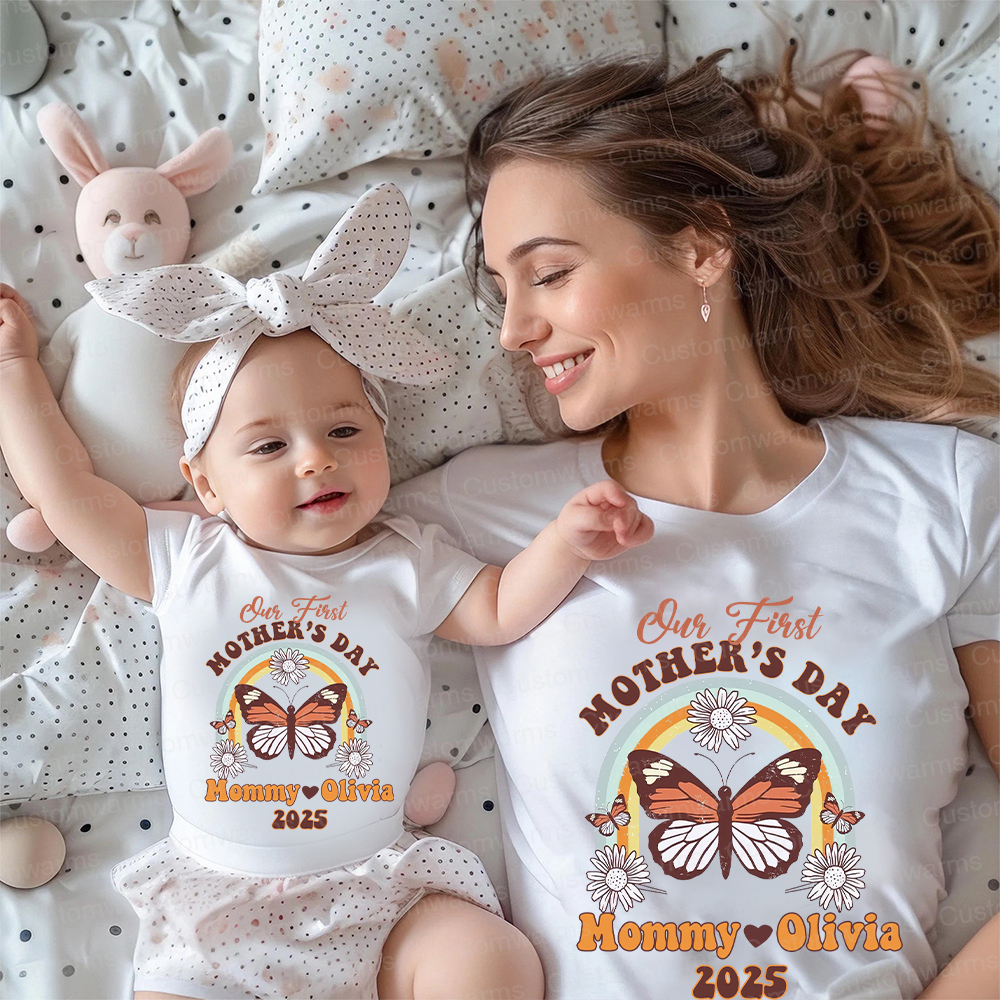 Personalized First Mother's Day Mommy and Baby Outfit | CWFamily34