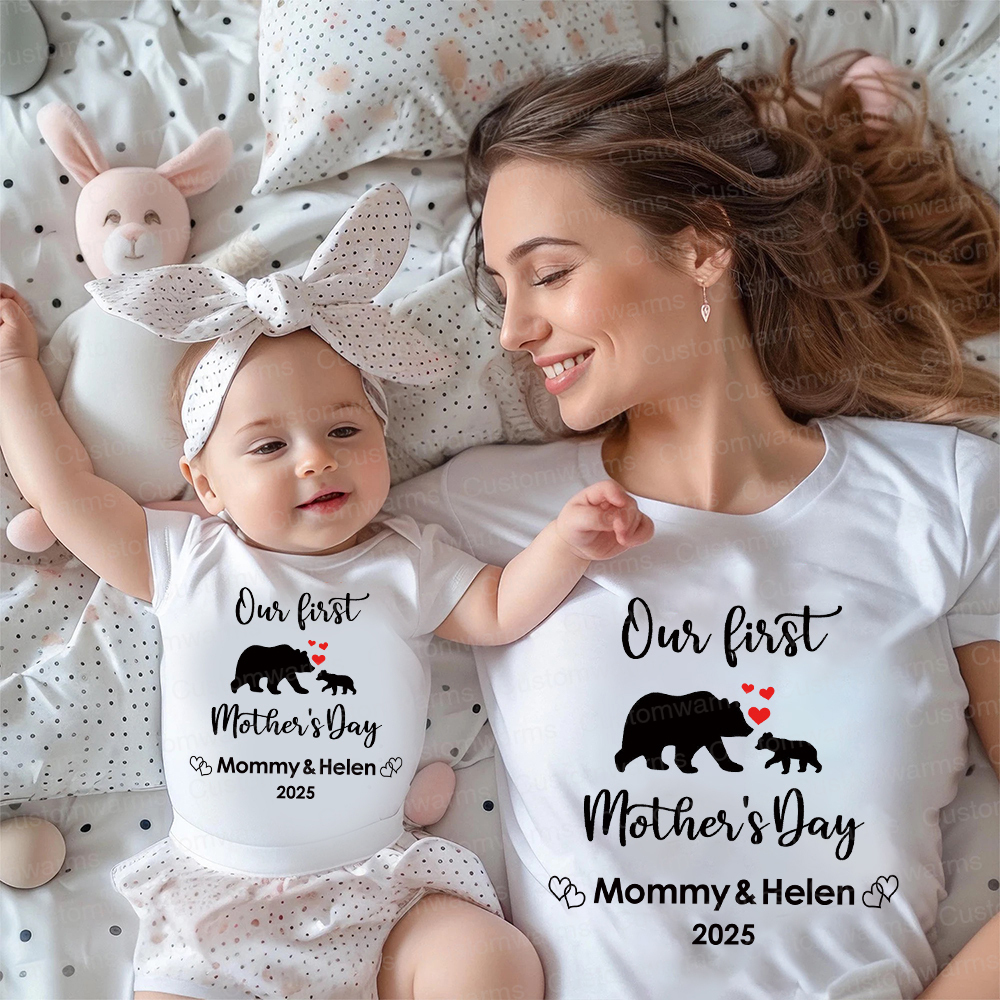 Personalized First Mother's Day Mommy and Baby Outfit | CWFamily19