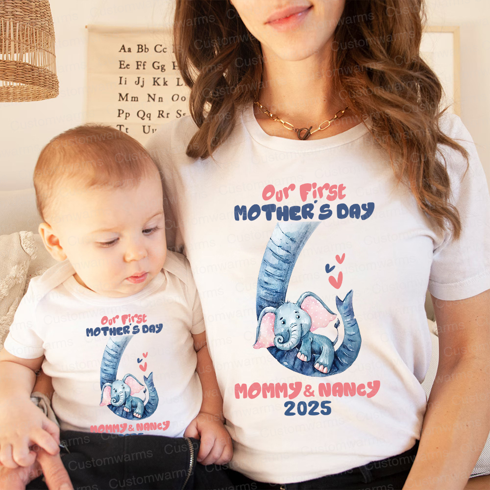 Personalized First Mother's Day Mommy and Baby Outfit | CWFamily35