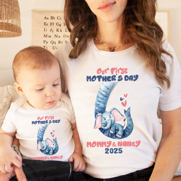 Personalized First Mother's Day Mommy and Baby Outfit | CWFamily35