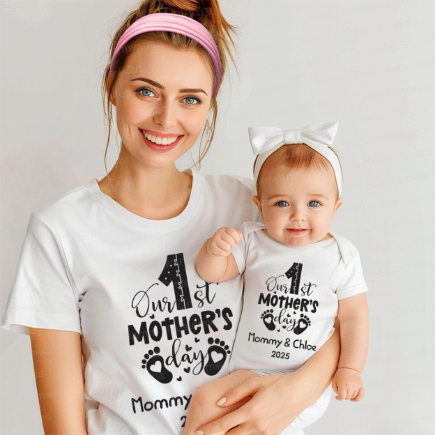 Personalized First Mother's Day Mommy and Baby Outfit | CWFamily20
