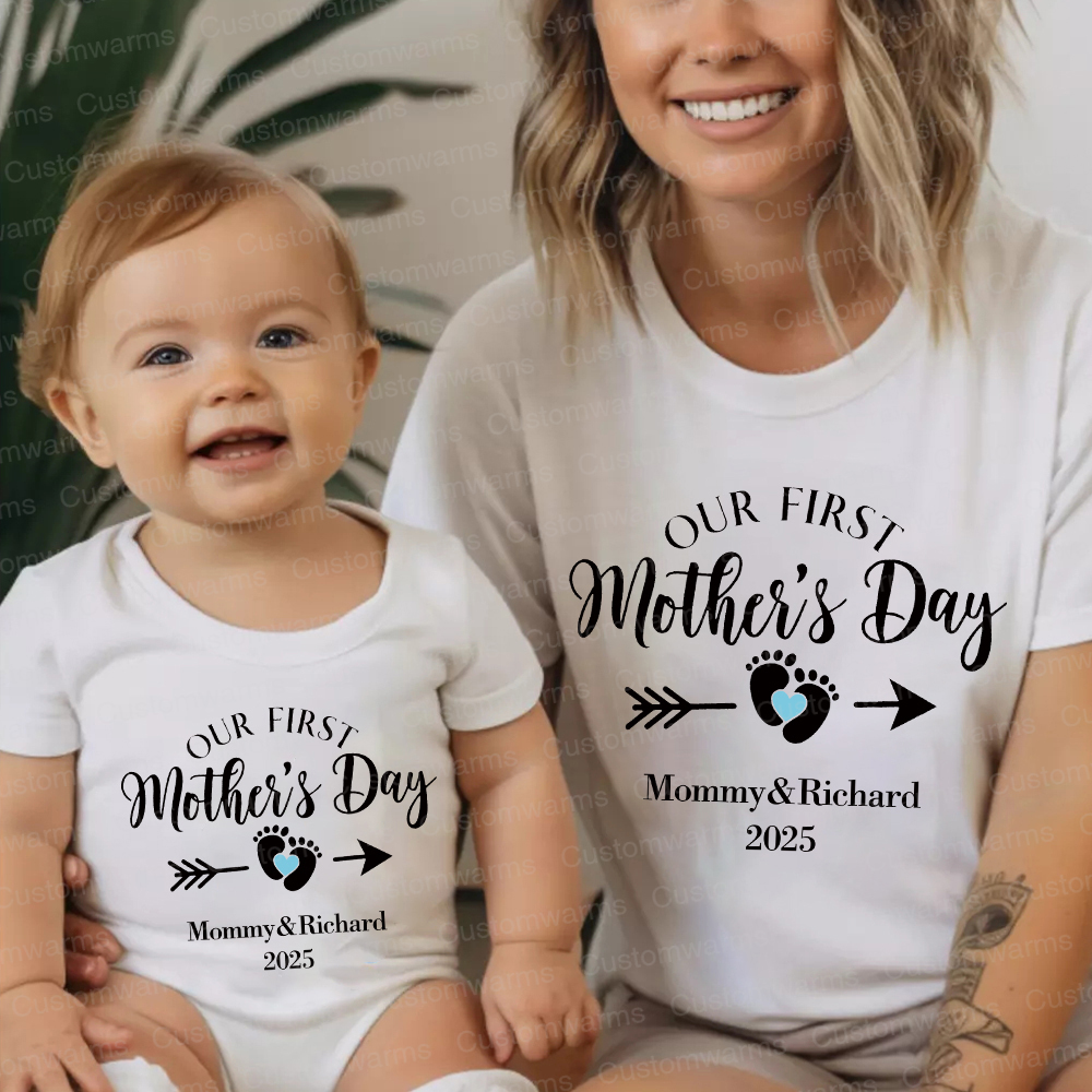 Personalized First Mother's Day Mommy and Baby Outfit | CWFamily23