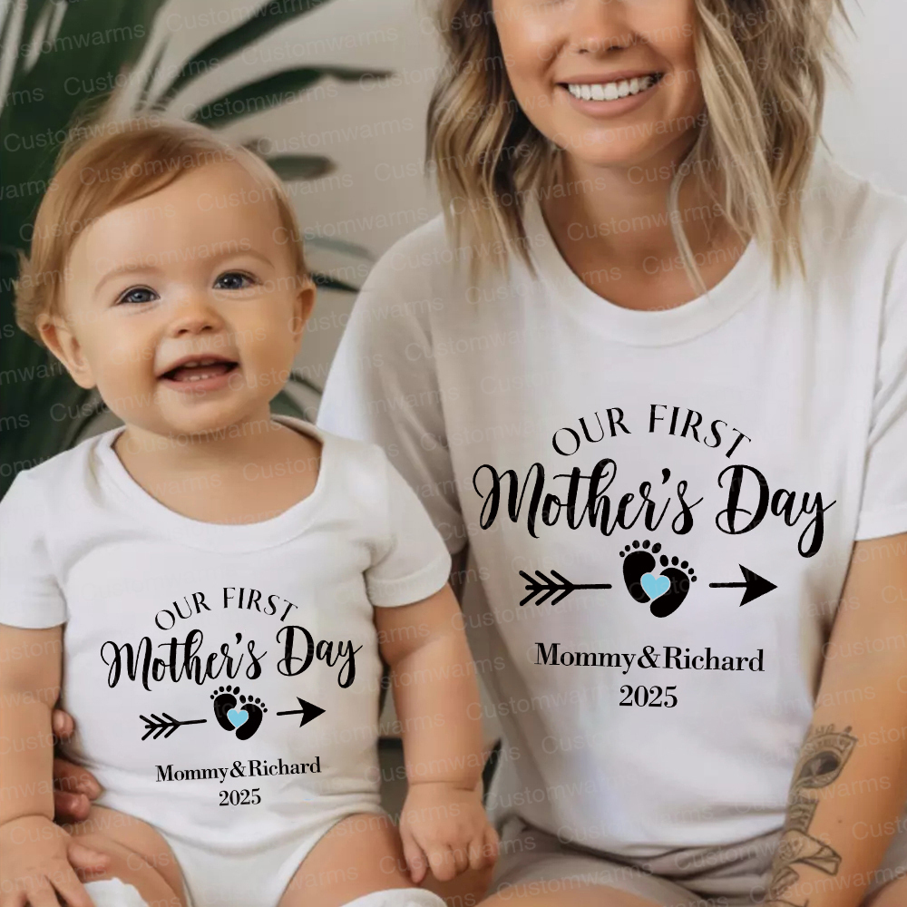 Personalized First Mother's Day Mommy and Baby Outfit | CWFamily23