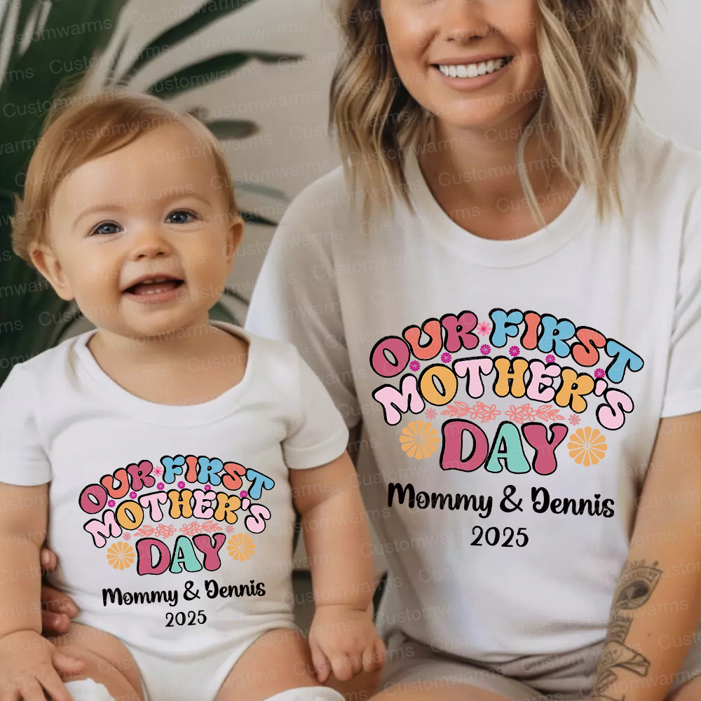 Personalized First Mother's Day Mommy and Baby Outfit | CWFamily24