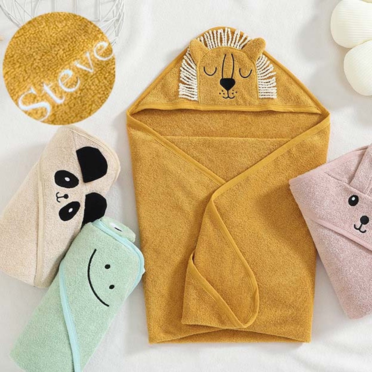 Personalized Embroidery Animal Hooded Baby Towel | CWBaby22