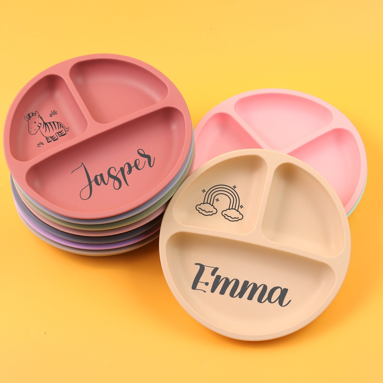 Personalised Baby Food Grade Color Dinner Plates  | CWBaby68