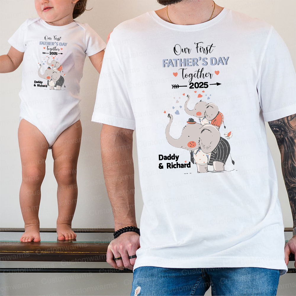 Personalized First Father's Day Daddy and Baby Outfit | CWFamily100