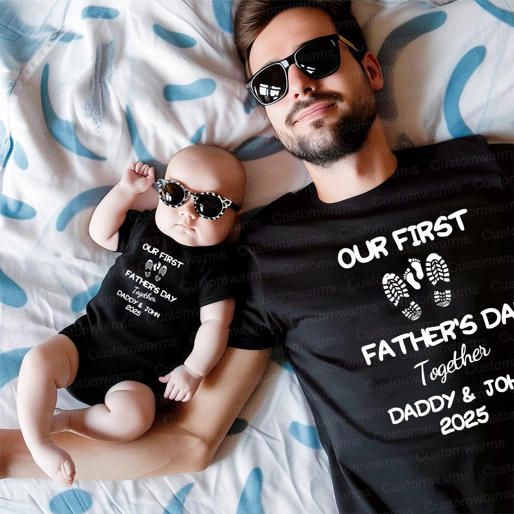Personalized First Father's Day Daddy and Baby Outfit | CWFamily101