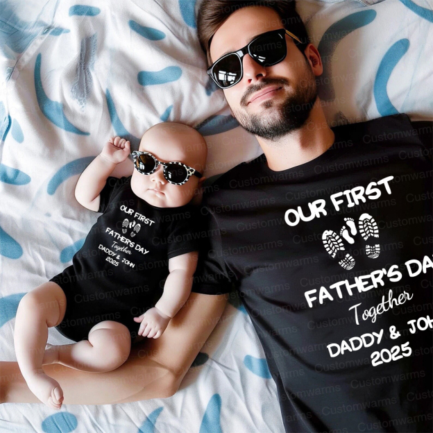 Personalized First Father's Day Daddy and Baby Outfit | CWFamily101