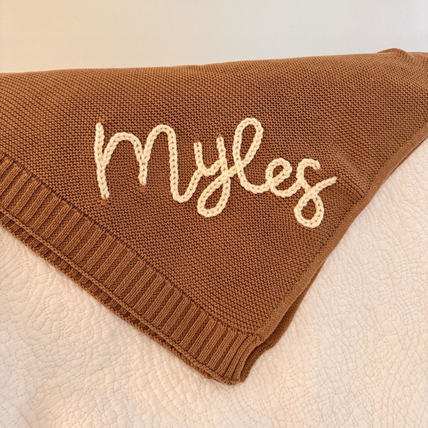 Personalized Hand Embroidered Knit Baby Blanket for Unique Gift | CWBaby52