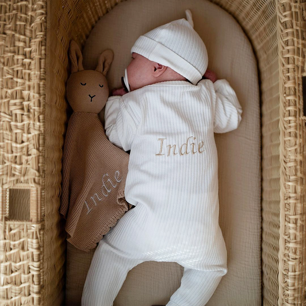 Personalized Embroidery Baby Organic Cotton Ribbed Outfit | CWBaby277