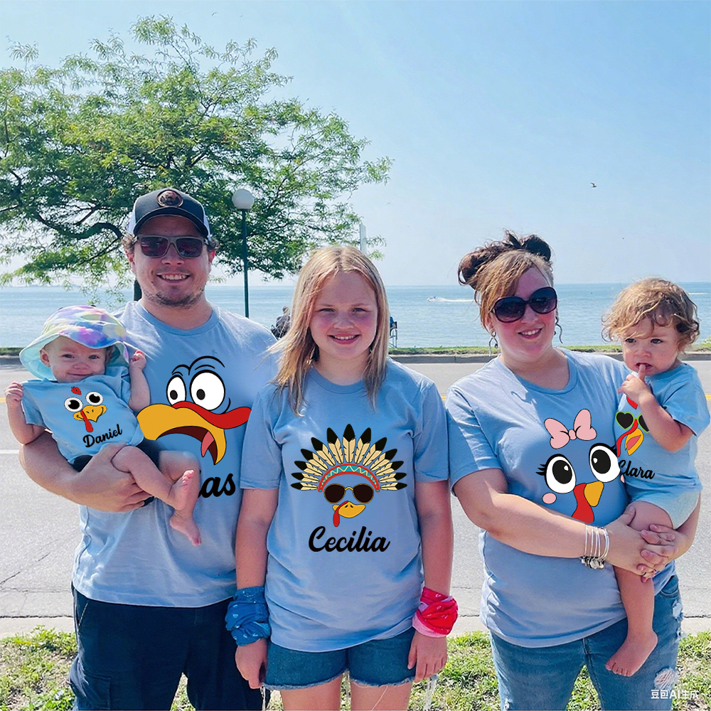 Personalized Funny Turkey Face Family Matching Shirt | CWThanks07
