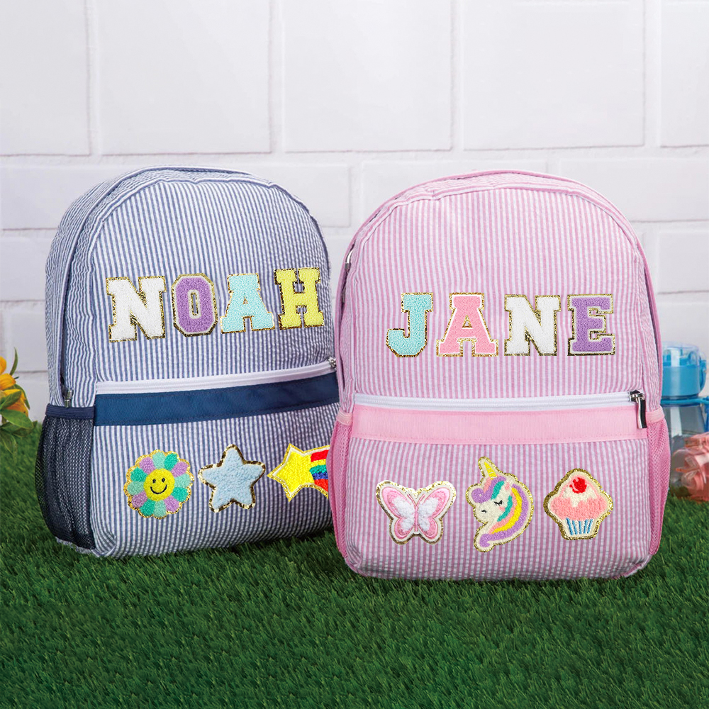Personalized Kids Seersucker Backpack Insulation Lunch Box