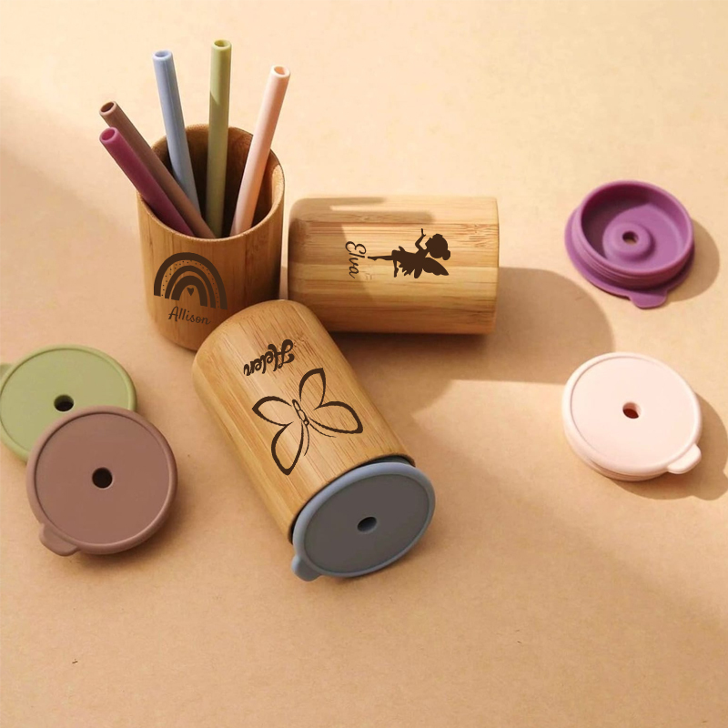 Personalized 5oz Eco-friendly Bamboo & Silicone Non-spill Cup | YouBottle57