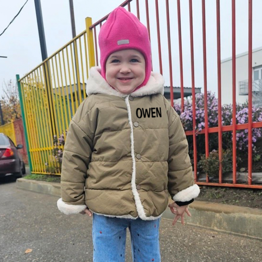 Personalized Toddler Lovely Bear Winter Warm Plush Hooded Jacket | CWBaby360