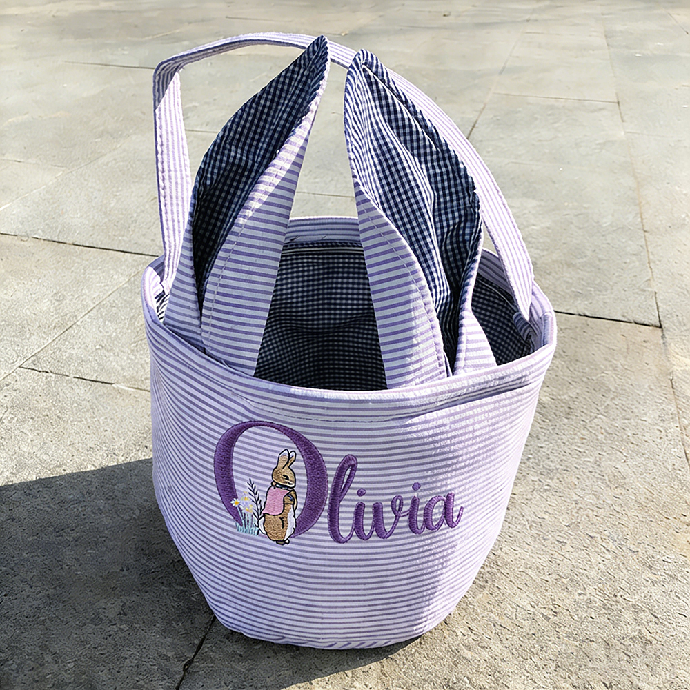 Personalized Embroidered Easter Bunny Basket | CWEaster85