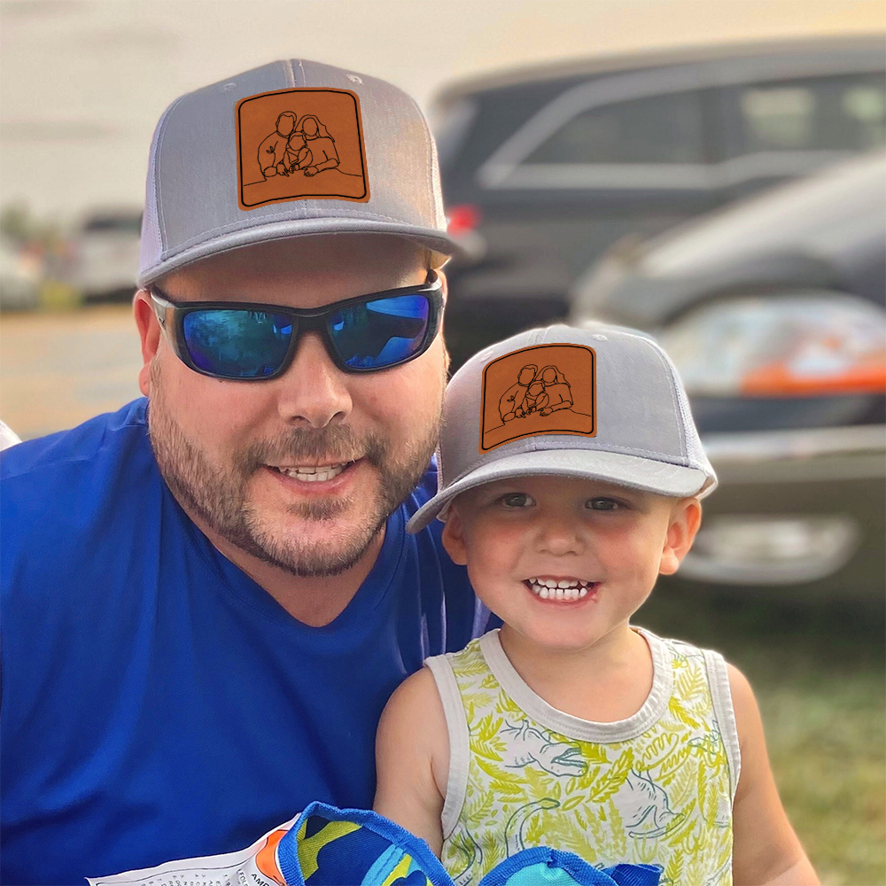 Personalized Engraved Outline Portrait Trucker Hat Gifts for Dad | CWBeach107