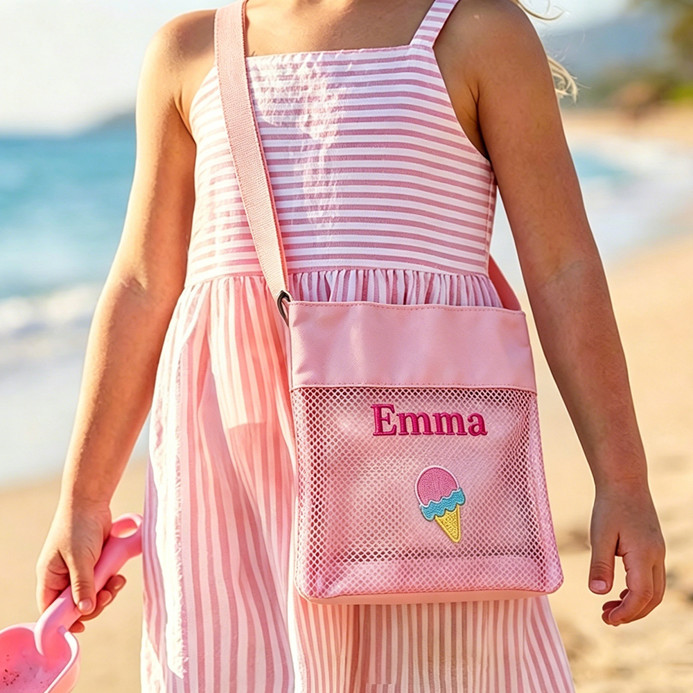 Personalized Embroidered Mesh Beach Bag For Kids | CWBeach252