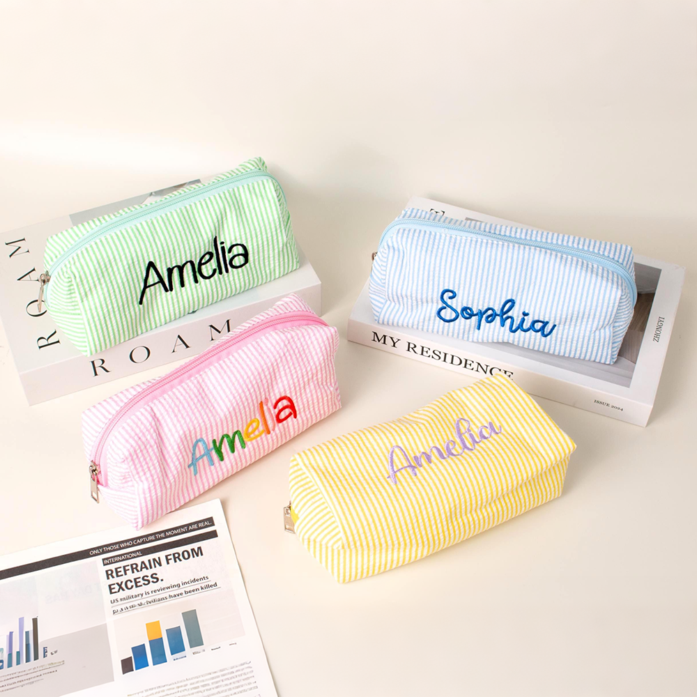 Personalized Embroidered Kids Colorful Stripe Pencil Case | CWPack371