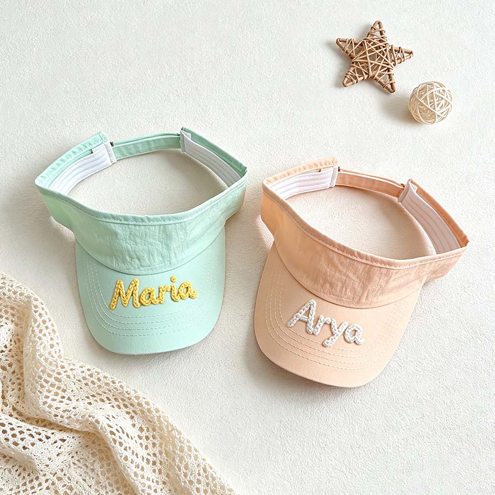 Personalized Hand Embroidery Kids Open-Top Summer Hat | CWBeach260