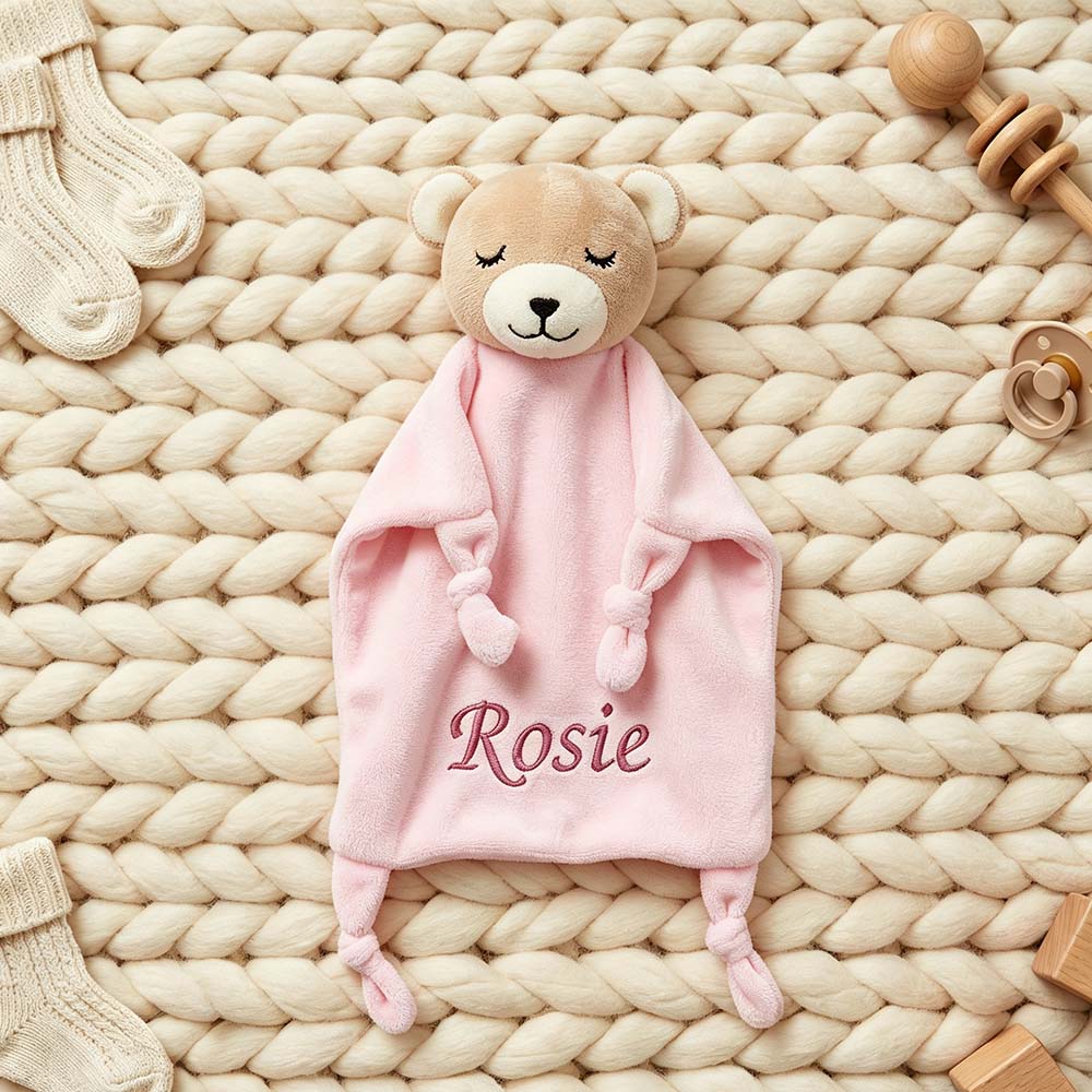 Personalized Embroidered Cute Animal Baby Security Blanket | CWToy199