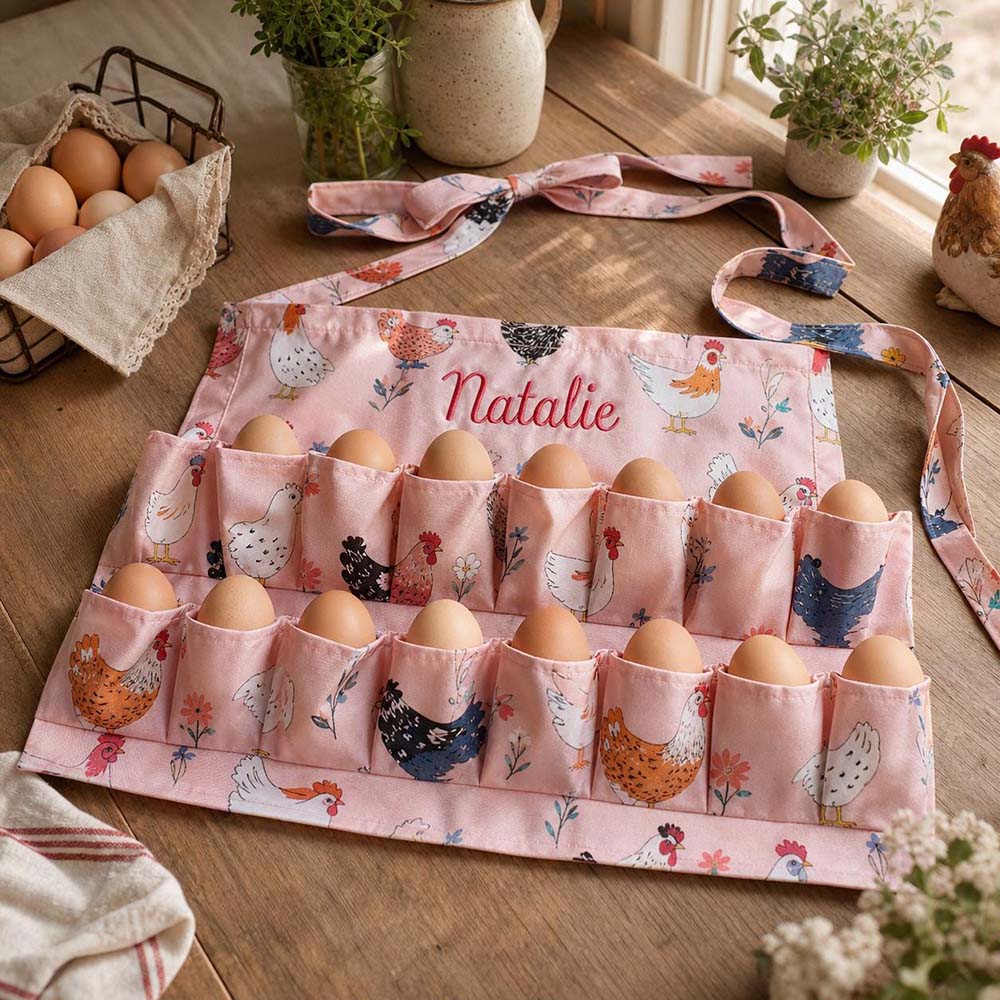 Personalised Embroidered Egg Gathering Half Apron | Apron51