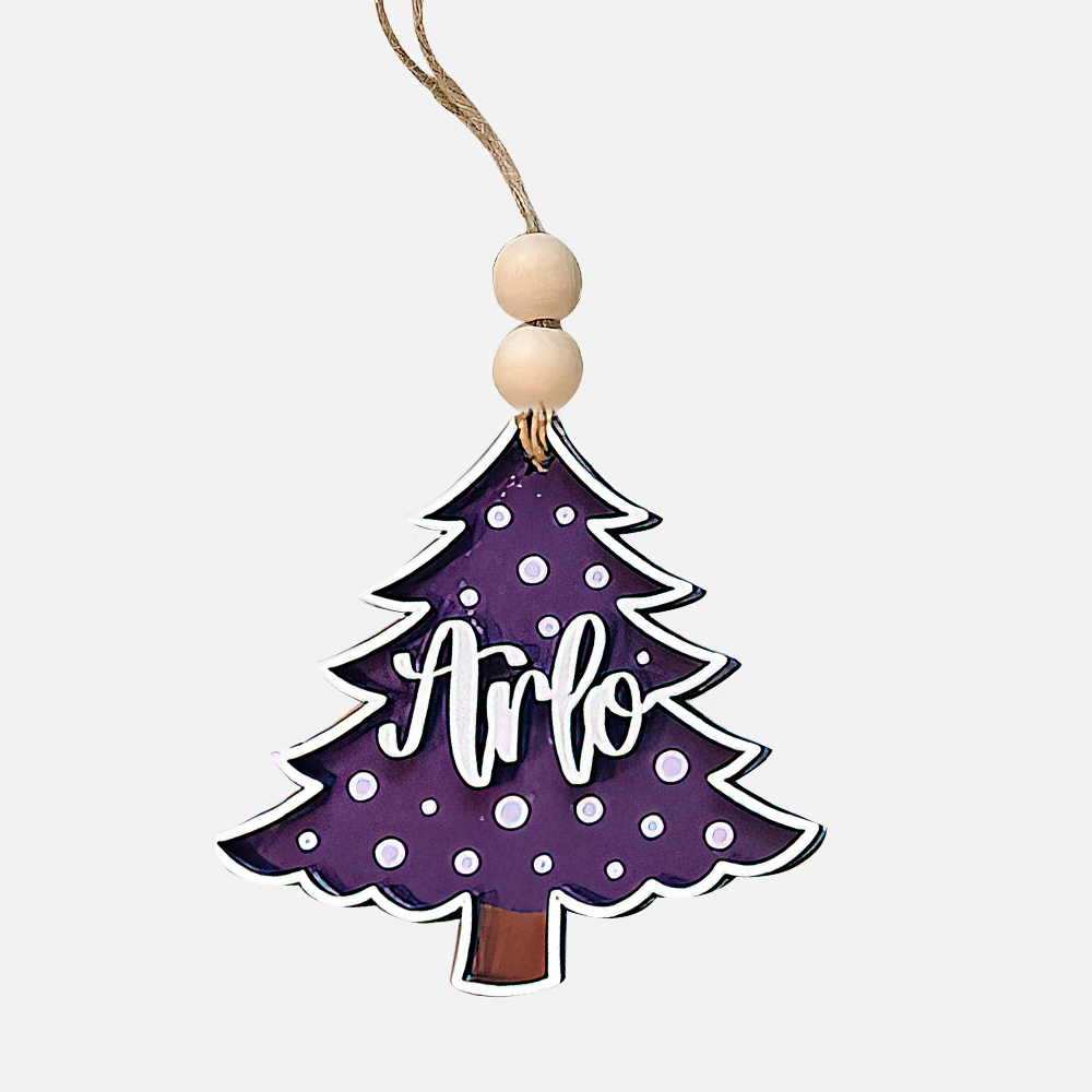 Personalized Colorful Christmas Tree Wood Ornament | MCGift69