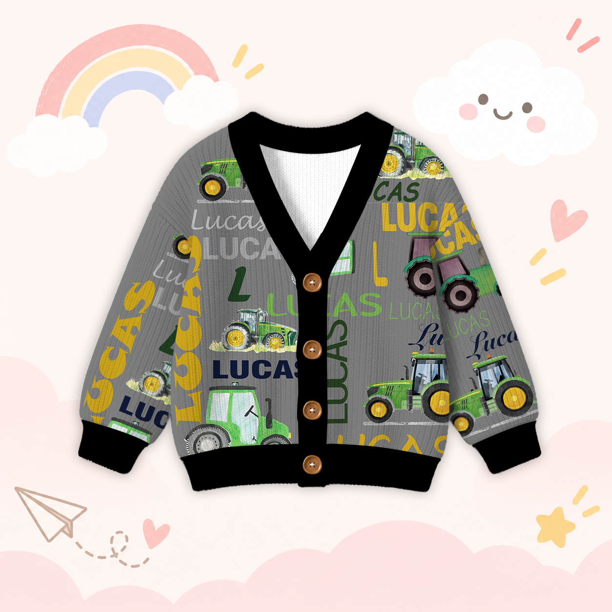 Personalized Lovely Kids Truck Knit Sweater | CWSweater05