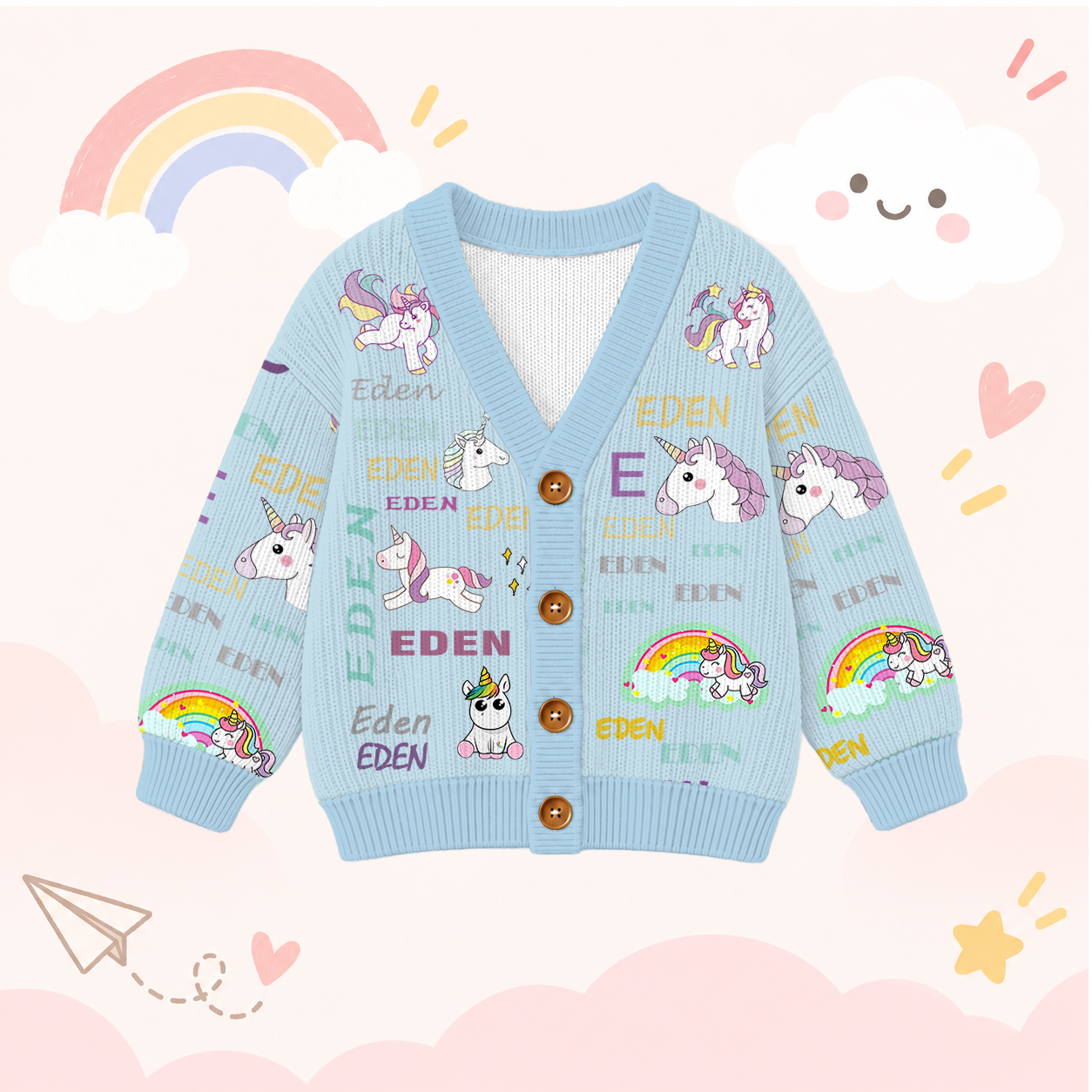 Personalized Lovely Kids Unicorn Knit Sweater | CWSweater04
