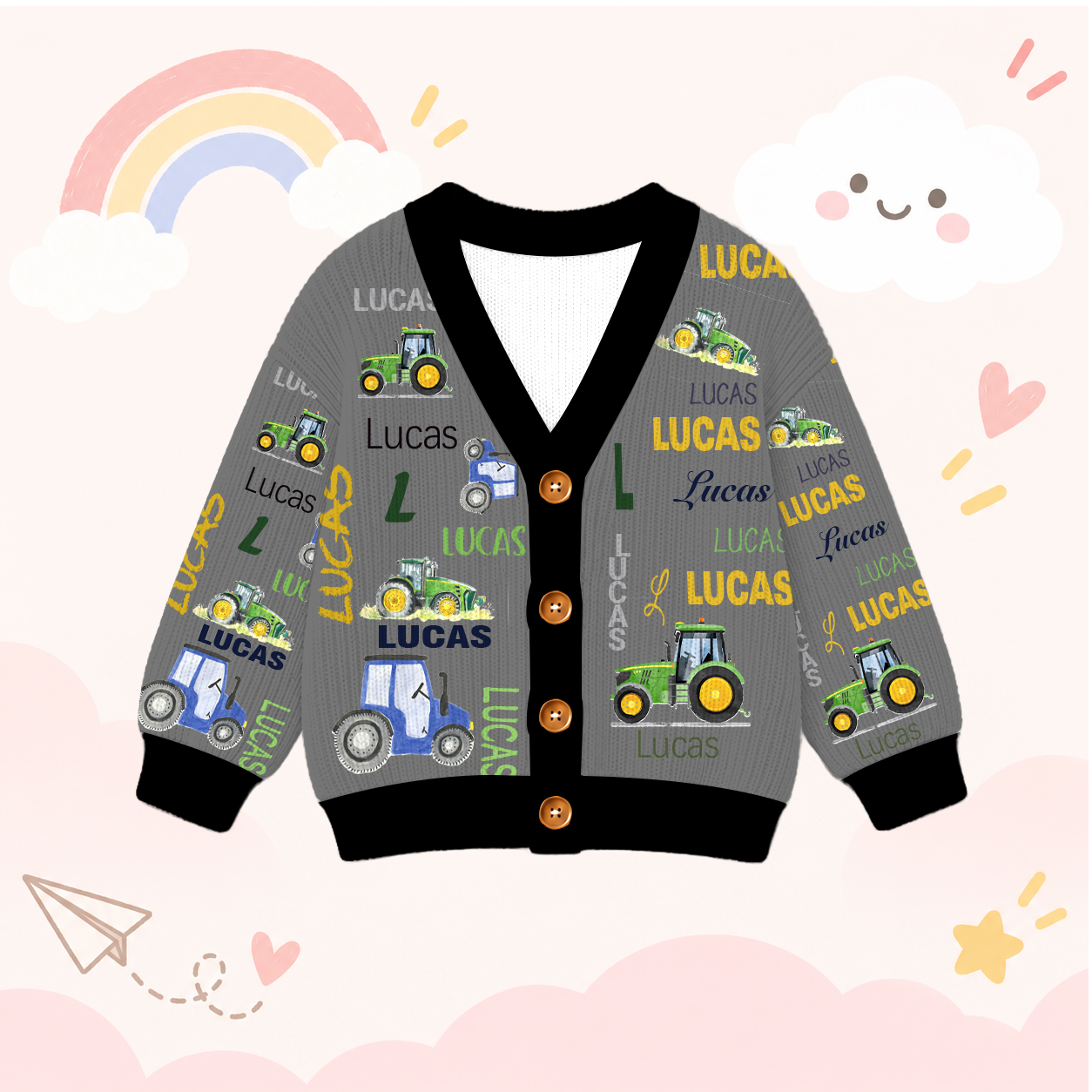 Personalized Lovely Kids Truck Knit Sweater | CWSweater05